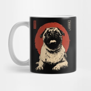 Adorable Happy Pug Dog Japanese Red Sun Art Mug